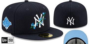 Yankees 'LOGO BLOOM SIDE-PATCH' Navy-Sky Fitted Hat by New Era