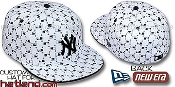 Yankees 'MLB FLOCKING' White-Black Fitted Hat by New Era