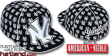 Yankees 'MONSTER DICE ALL-OVER' Black-White Fitted Hat by American Needle