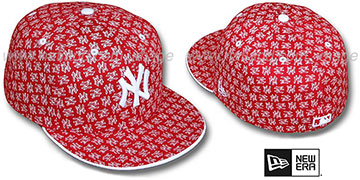 Yankees NY 'ALL-OVER FLOCKING' Red-White Fitted Hat by New Era