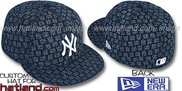 Yankees NY 'FADE ALL-OVER FLOCKING'  Navy-White Fitted Hat by New Era