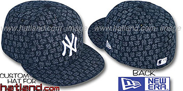 Yankees NY 'FADE ALL-OVER FLOCKING' Navy-White Fitted Hat by New Era