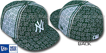 Yankees NY-'PJs FLOCKING PINWHEEL' Green-White Fitted Hat by New Era