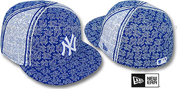 Yankees NY-'PJs FLOCKING PINWHEEL' Royal-White Fitted Hat by New Era