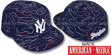 Yankees 'SILLY STRING ALL-OVER' Navy Fitted Hat by American Needle