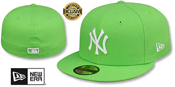 Yankees 'TEAM-BASIC' Lime-White Fitted Hat by New Era