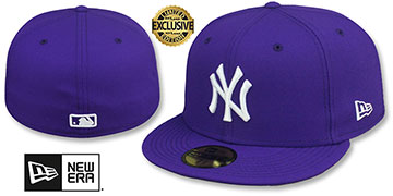 Yankees 'TEAM-BASIC' Purple-White Fitted Hat by New Era