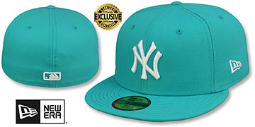 Yankees 'TEAM-BASIC' Teal-White Fitted Hat by New Era