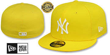 Yankees 'TEAM-BASIC' Yellow-White Fitted Hat by New Era