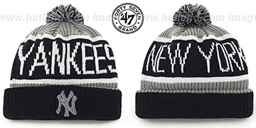 Yankees 'THE-CALGARY' Black-Grey Knit Beanie Hat by Twins 47 Brand